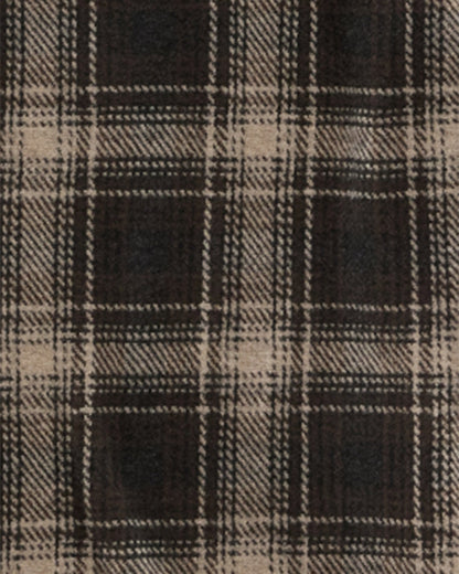 Loredo Ls Western Hero Knit Flannel stretchable brown beige black checkered shirt fabric by FLAG & ANTHEM