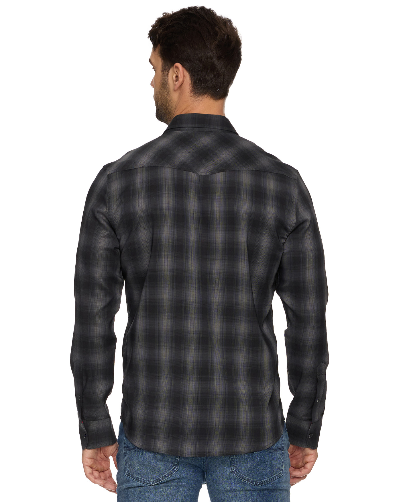 Bluffs Ls Outdoor Performance Western Shirt in gray black checkered, men's long sleeve by FLAG & ANTHEM