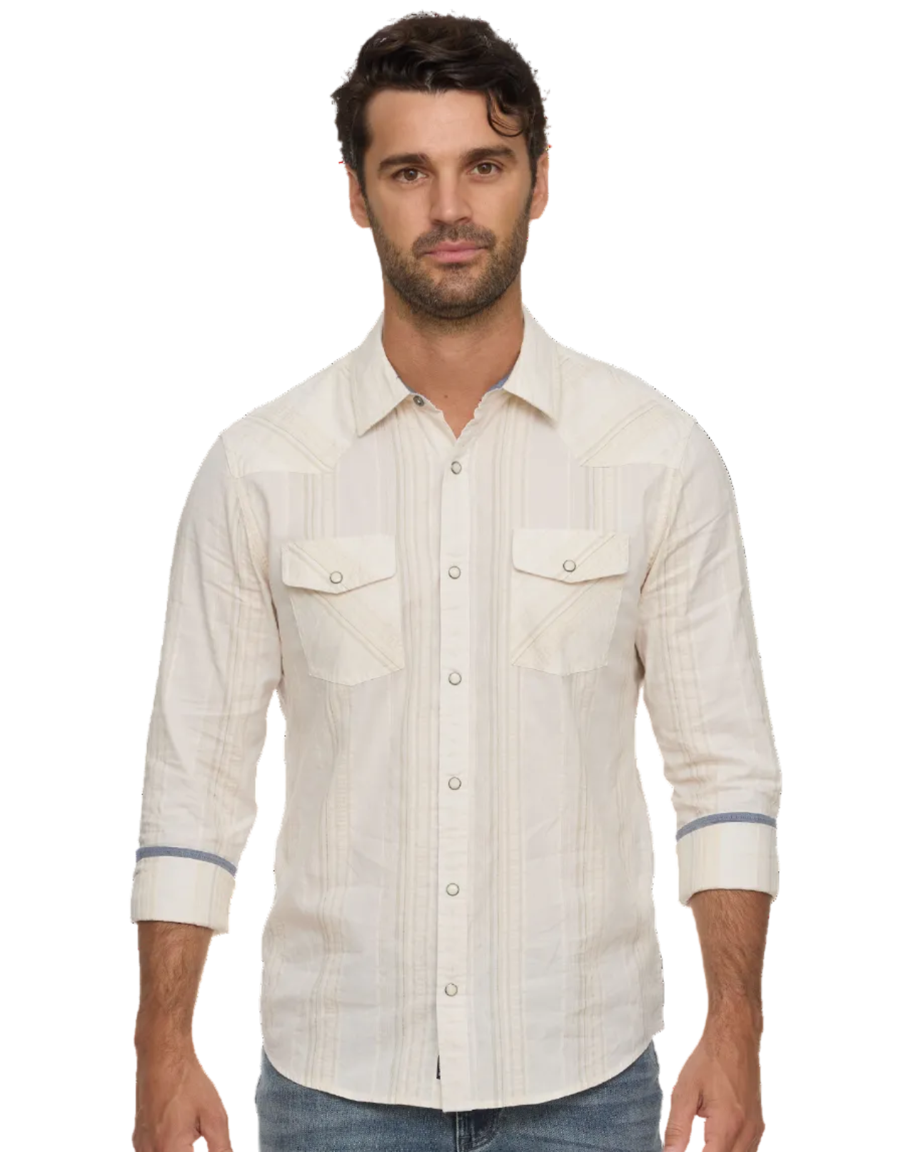 Hueytown LS Textured Stripe Western Shirt