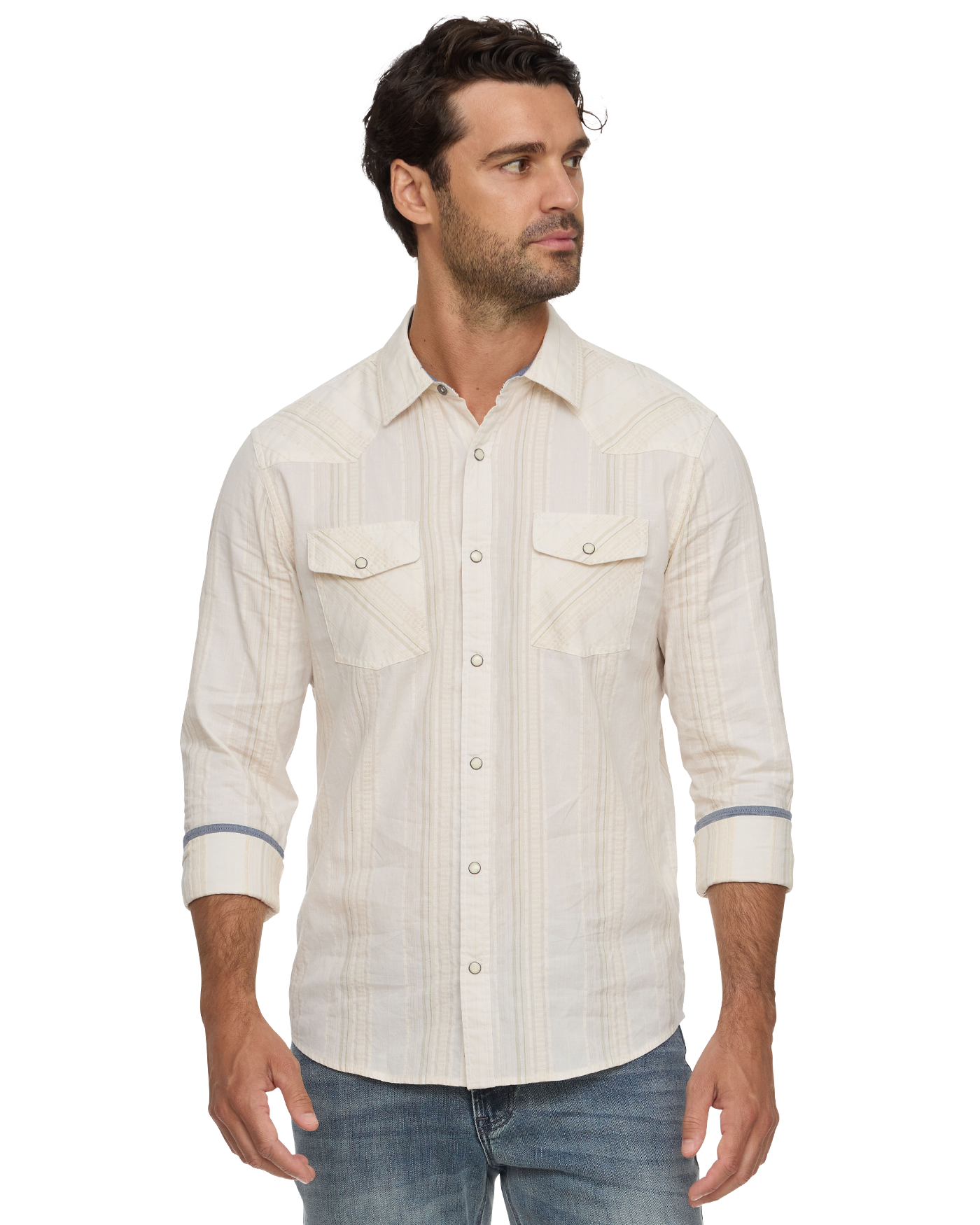 Hueytown LS Textured Stripe Western Shirt