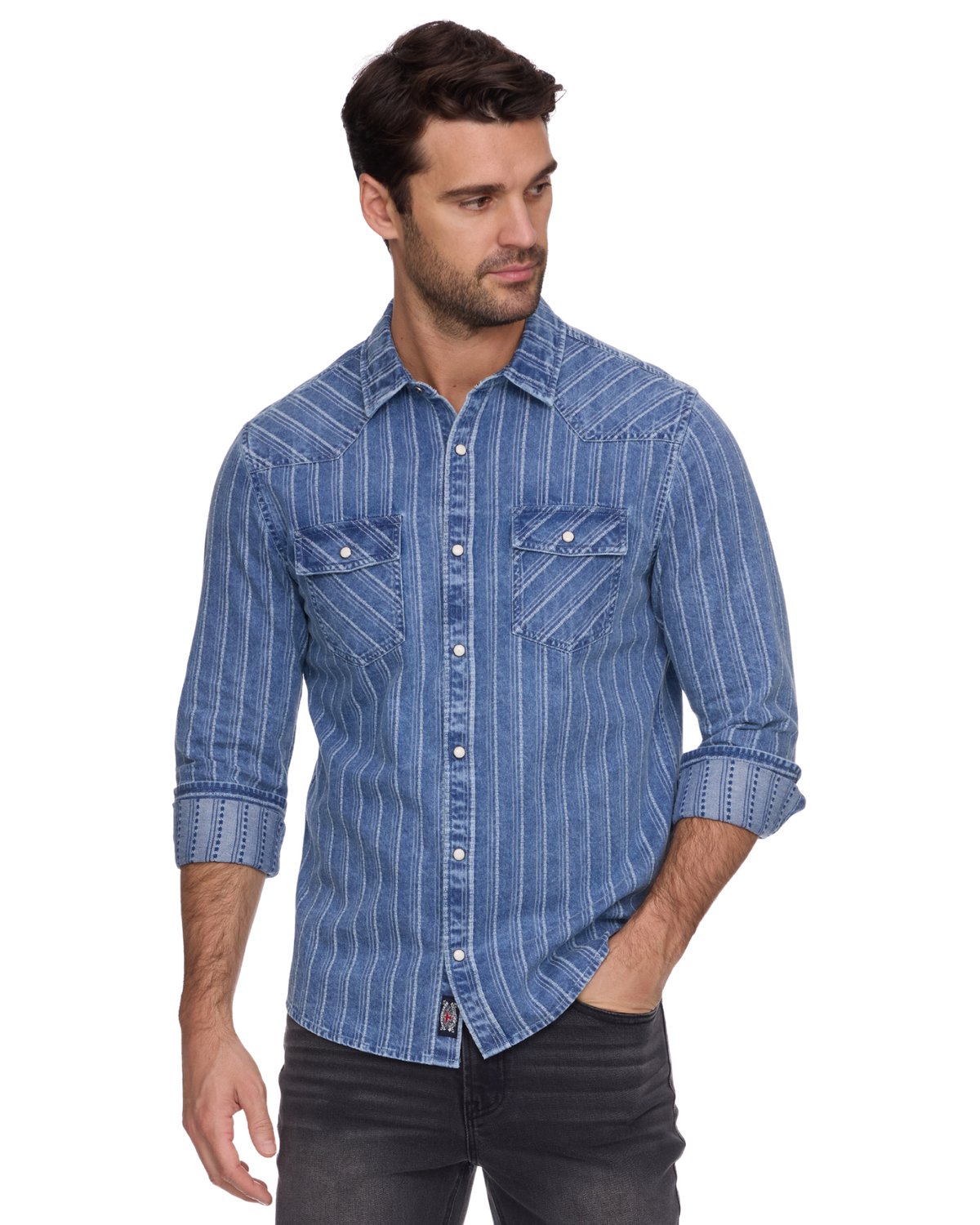 Lineville LS Textured Stripe Western Shirt