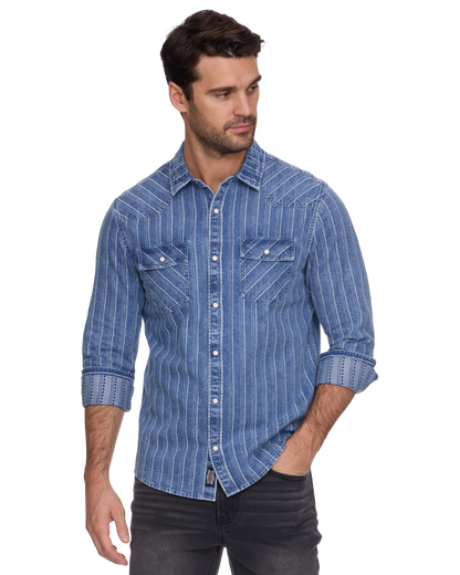 Lineville LS Textured Stripe Western Shirt