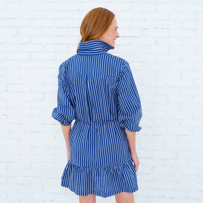 Dena Stripe Dress Navy