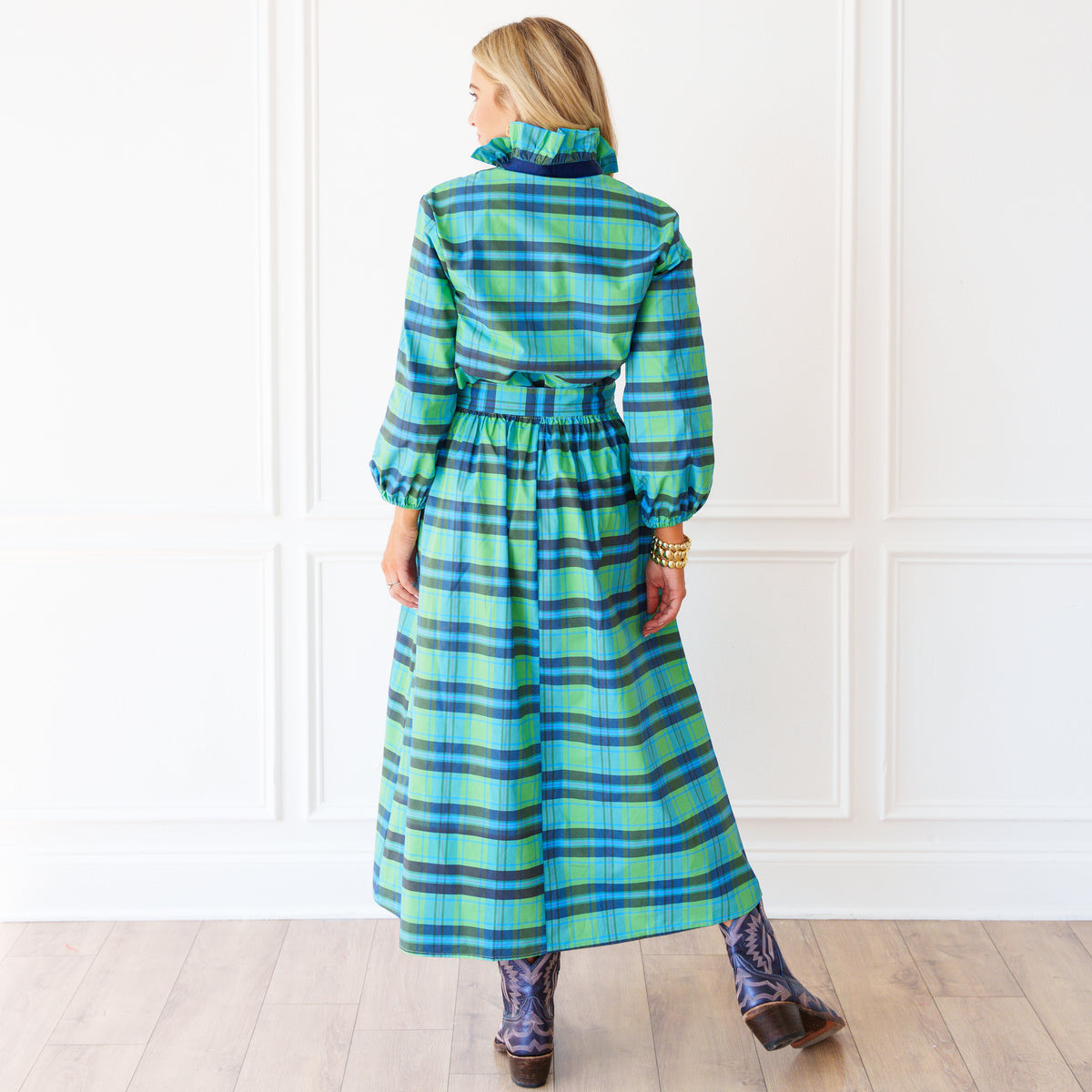 Heidi Herringbone Dress Light Blue