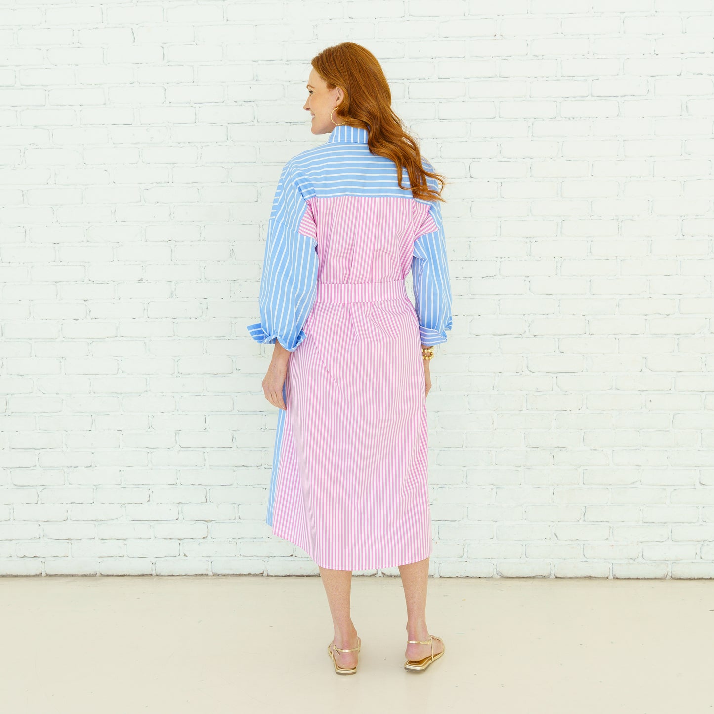 Libby Stripe Dress Wedgewood