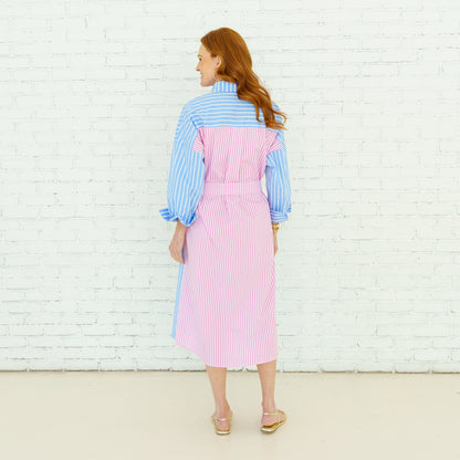 Libby Stripe Dress Wedgewood