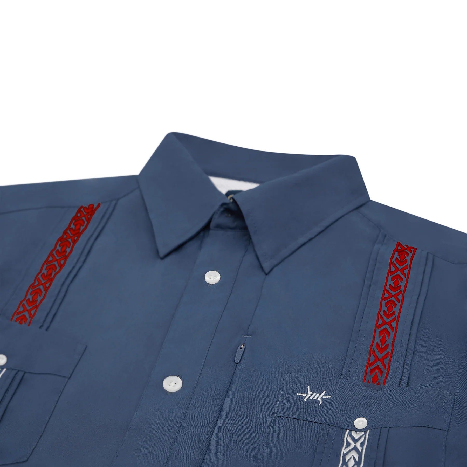 Guayabera Libre - Harrisburg navy geometric moisture-wicking fishing shirt by TEXAS STANDARD