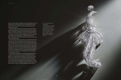 Elegant diamond-encrusted brooch shaped like a bird, showcasing intricate craftsmanship and luxury, featured in Diamonds Across Time: Facets Of Mankind.