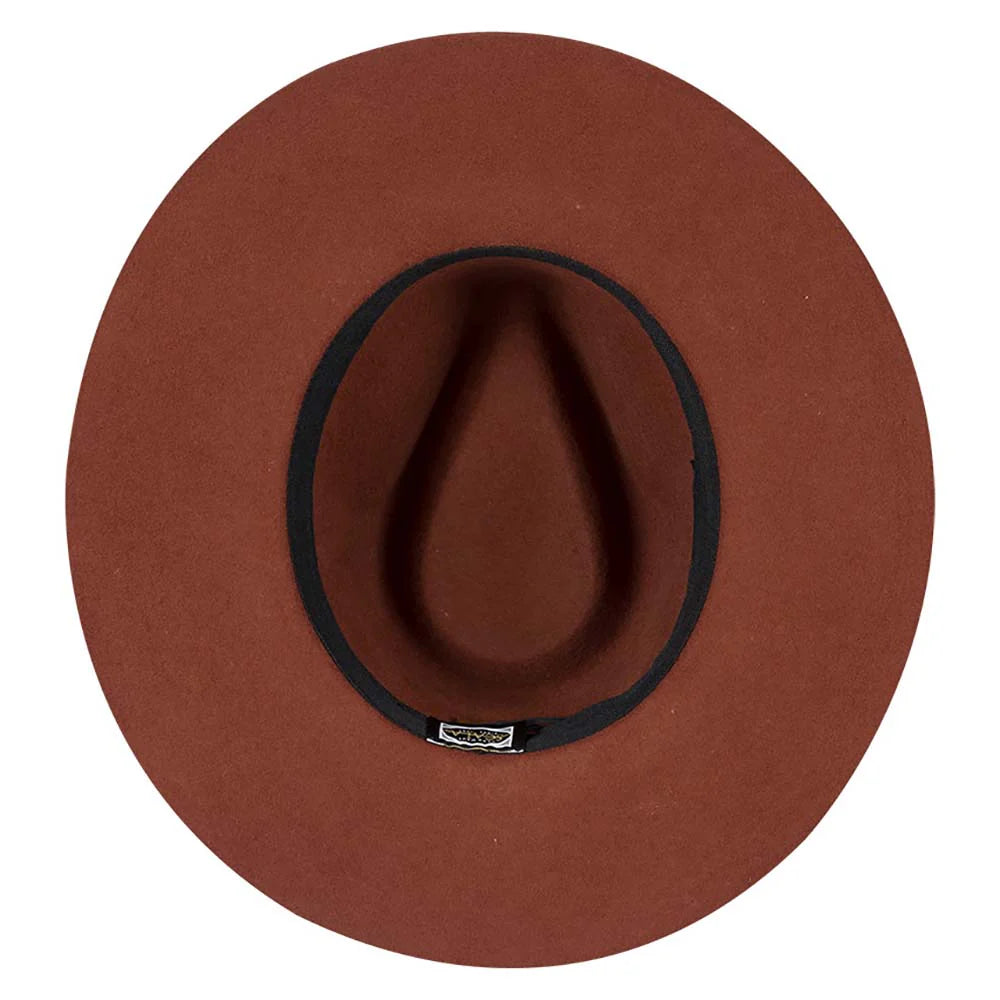 Dona Aztec Band Felt brown wool hat with geometric black band, women's luxe outdoor style