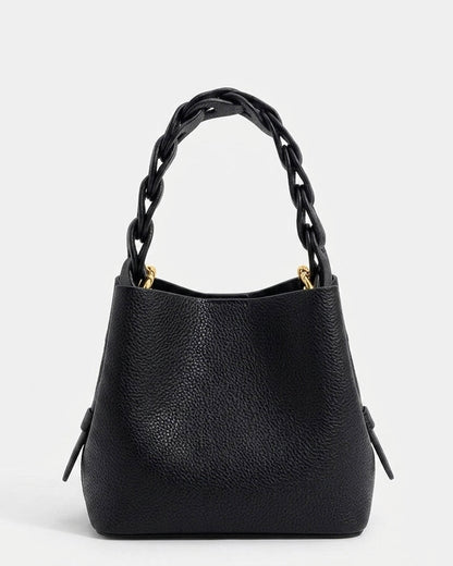 Hadley Bag in black vegan leather with braided handle by ACCESSORY CONCIERGE, Women's Purses collection