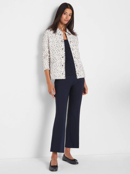 Nep Weave Miliary Fringe Mix Knit Jacket in multicolor dots, stylish women's jacket by NIC AND ZOE