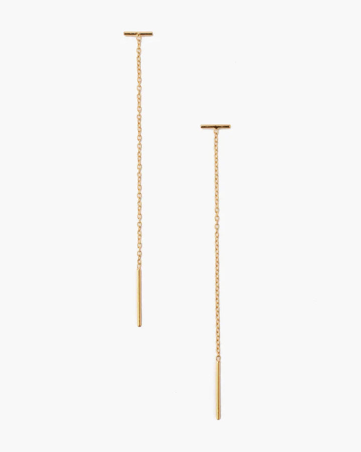 Gold Bar Chain Thread Earrings