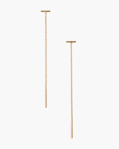 Gold Bar Chain Thread Earrings