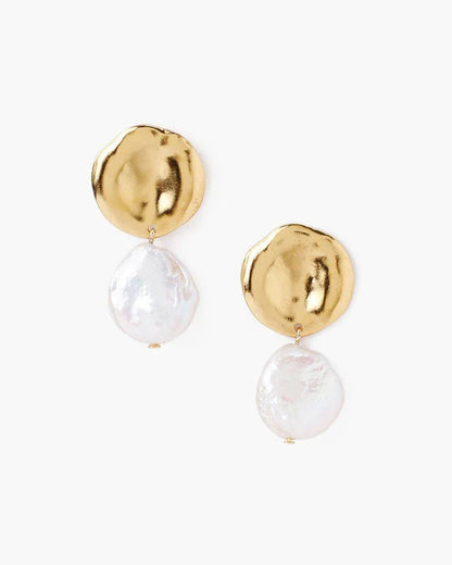 Two Tiered White Keshi Pearl Earrings