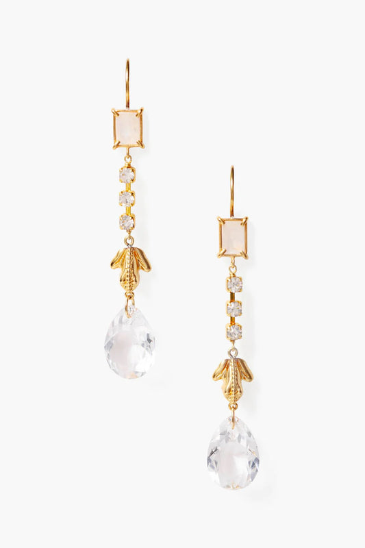 Pippa Drop Earrings in gold-tone with crystal square top and teardrop dangle