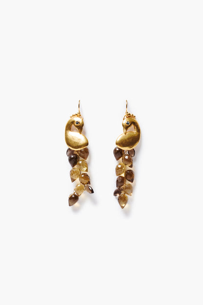 Peacock Chandelier Earrings Whiskey Quartz