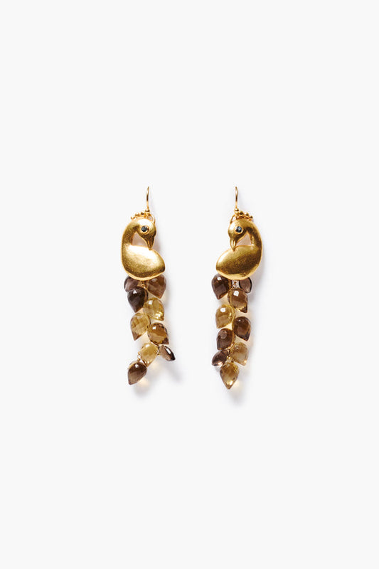 Peacock Chandelier Earrings Whiskey Quartz