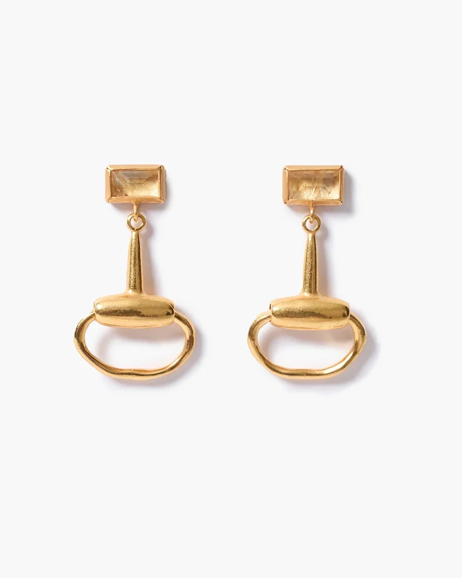 Horsebit Drop Earrings Citrine