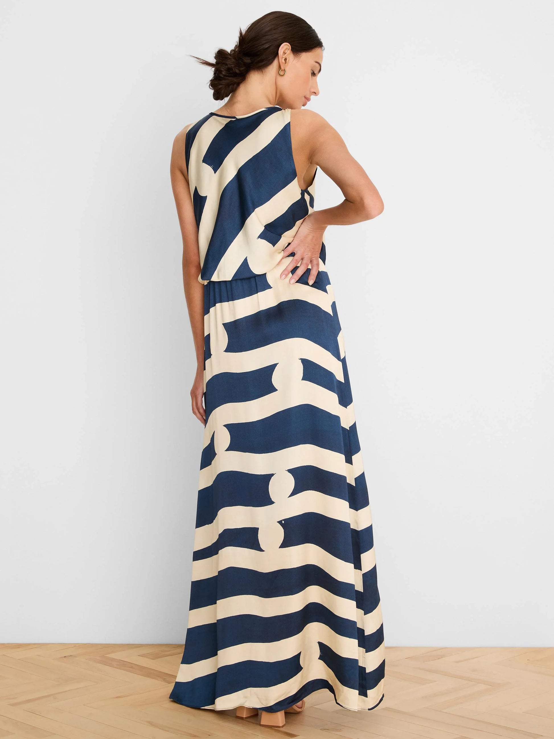 Gold Label New Horizons Vivian Dress with striped stretchable fabric by NIC AND ZOE