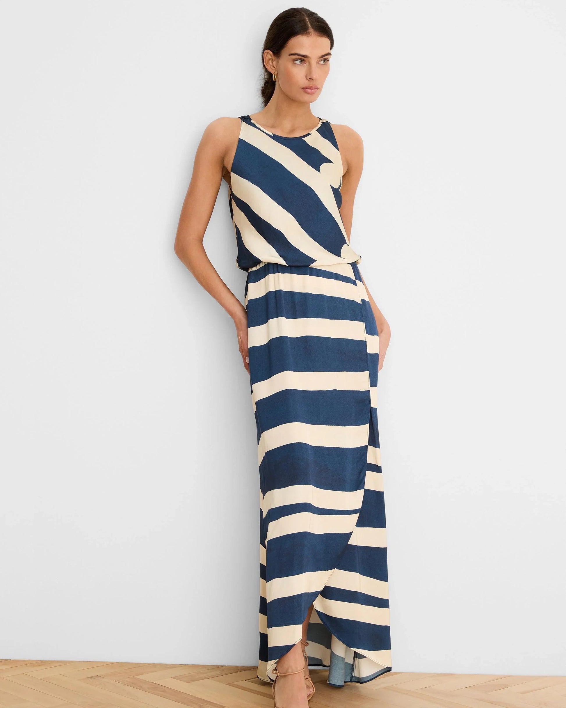 Gold Label New Horizons Vivian Dress by NIC AND ZOE, striped stretchable maxi dress woman