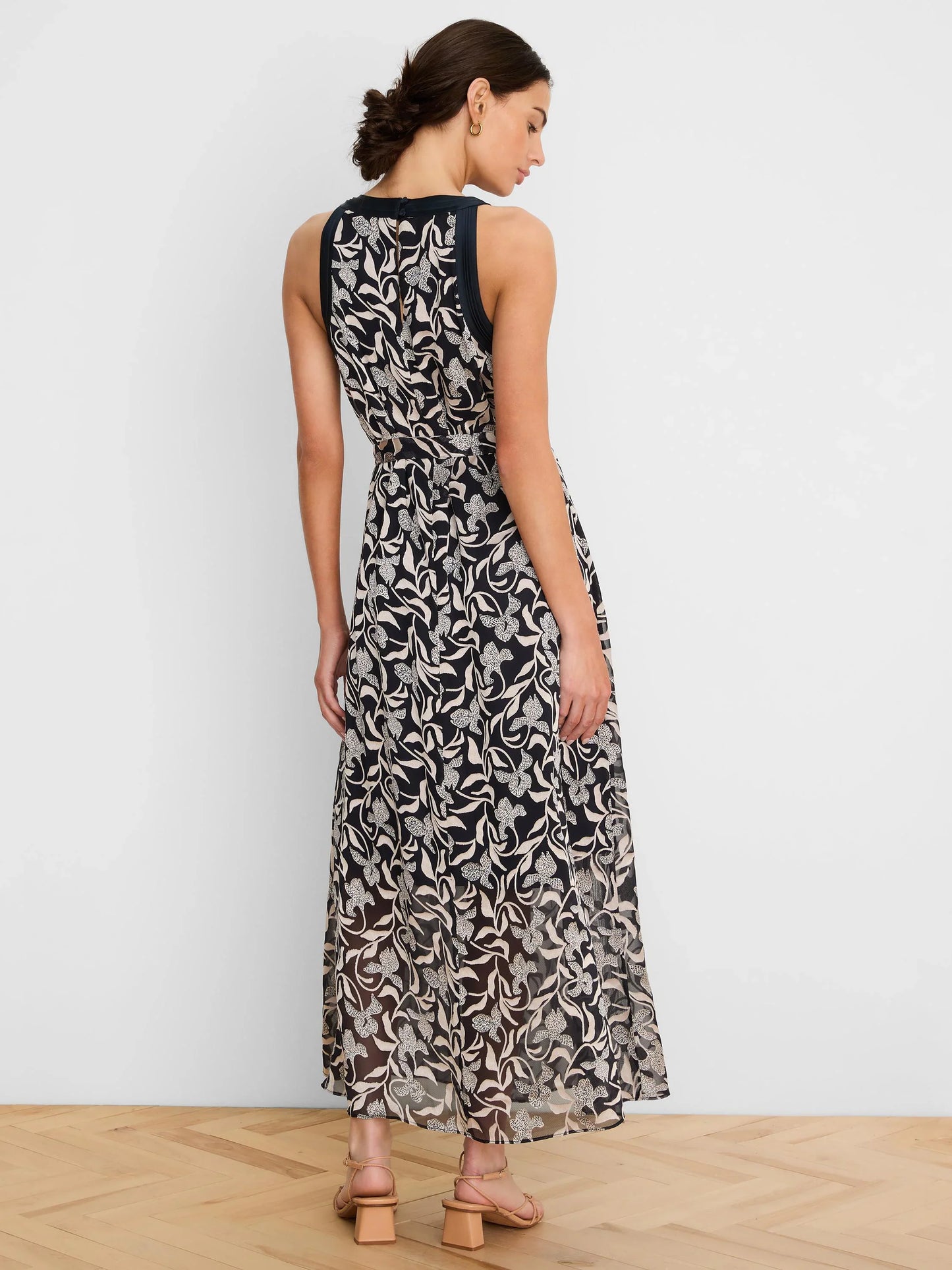 Gold Label Floral Burnout Becca Dress by NIC AND ZOE, navy floral pattern, sleeveless maxi dress