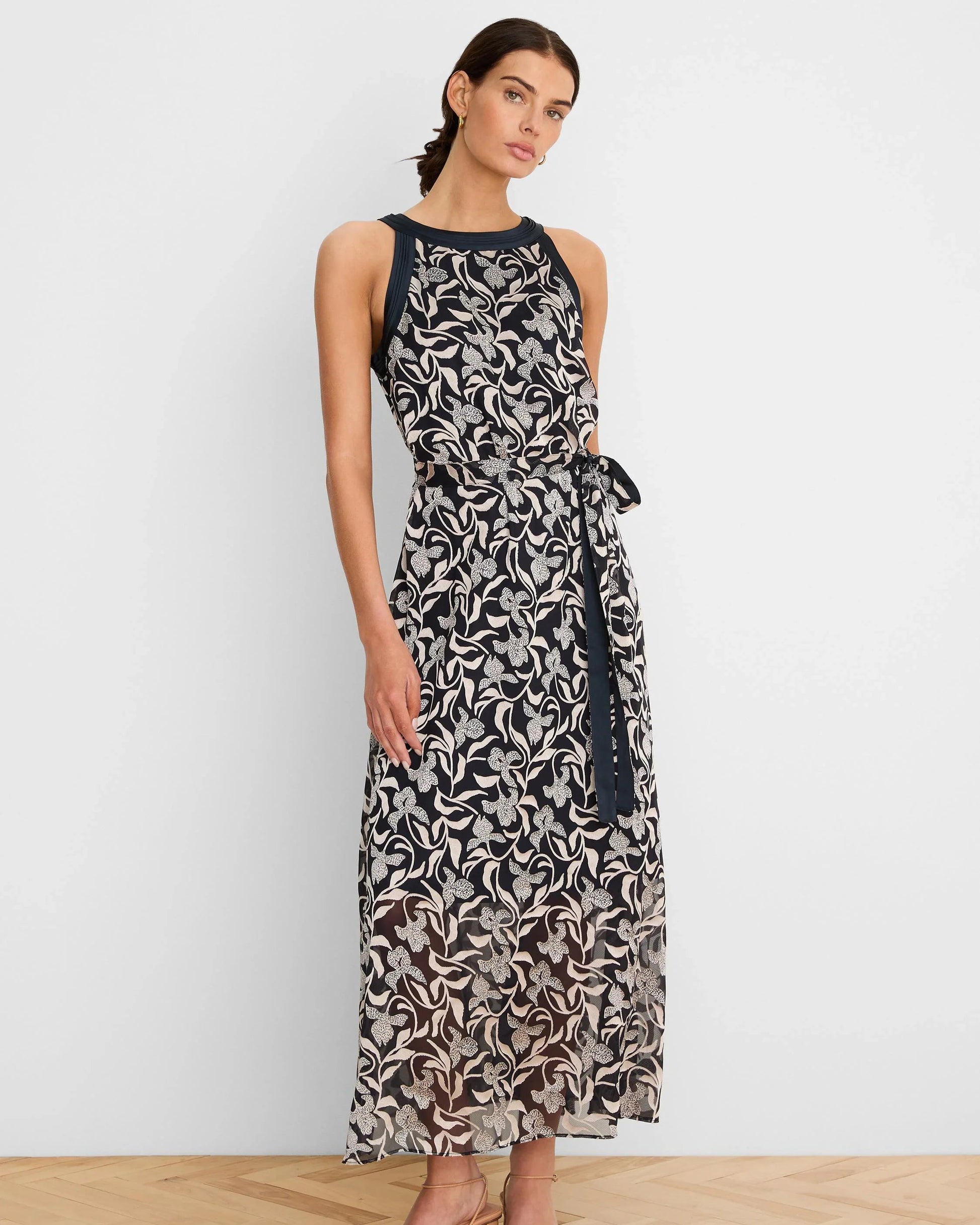 Gold Label Floral Burnout Becca Dress with intricate floral pattern and satin contrast by NIC AND ZOE