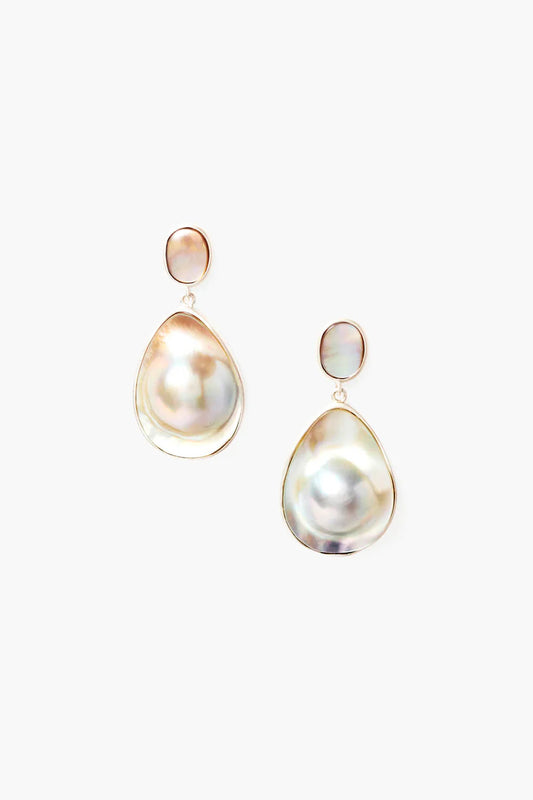 Virginie drop earrings, grey pearl teardrop dangles