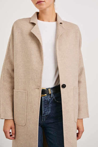 Everest Coat - Oatmeal beige wool blend oversized coat with patch pockets by RAILS