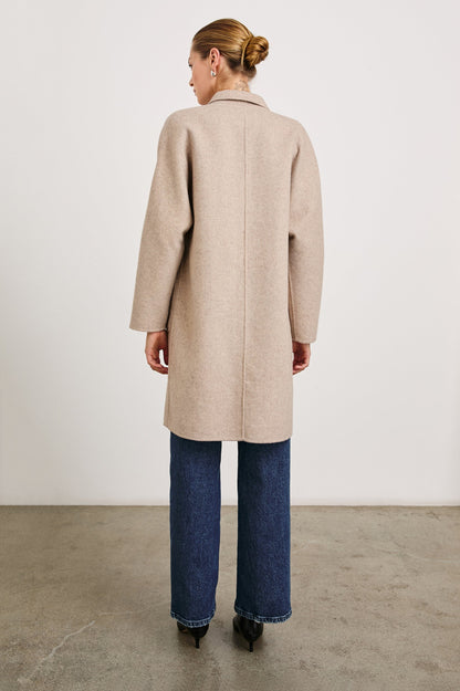 Everest Coat - Oatmeal heavyweight beige wool blend with oversized fit and dolman sleeves by RAILS