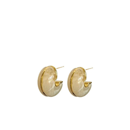 Carson Hoop earrings in white with gold-tone inner edge and hinge backs