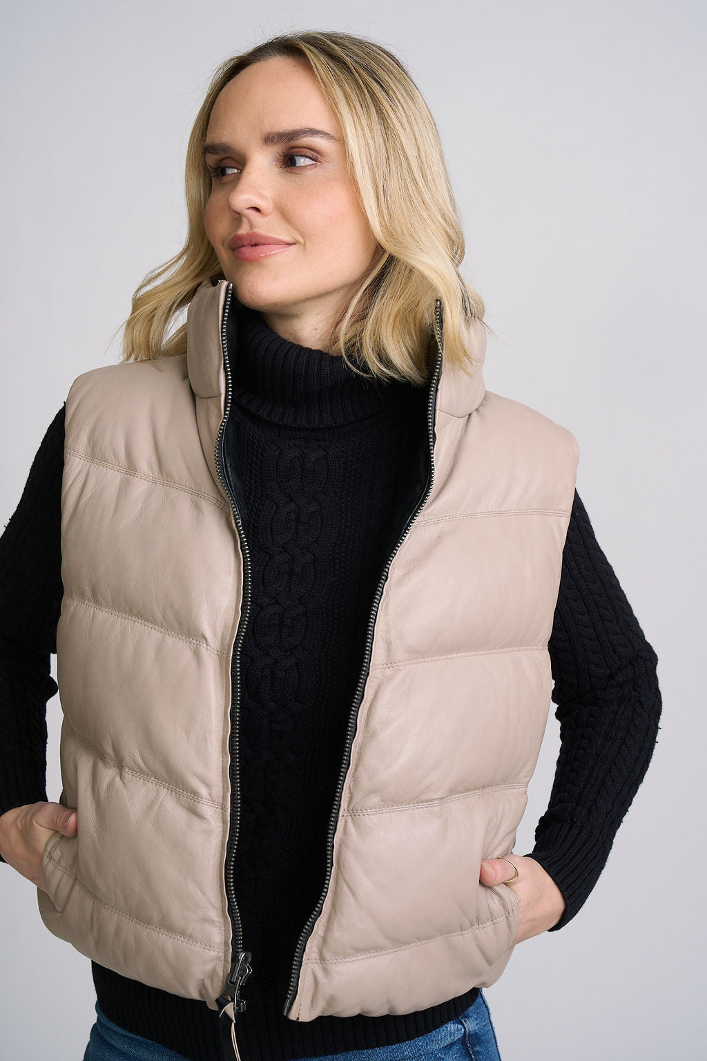 Ellen OS Leather Vest - Reversible