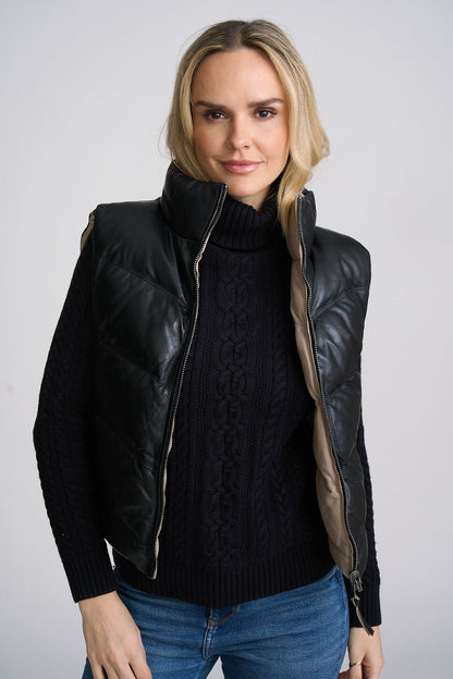 Ellen OS Leather Vest - Reversible