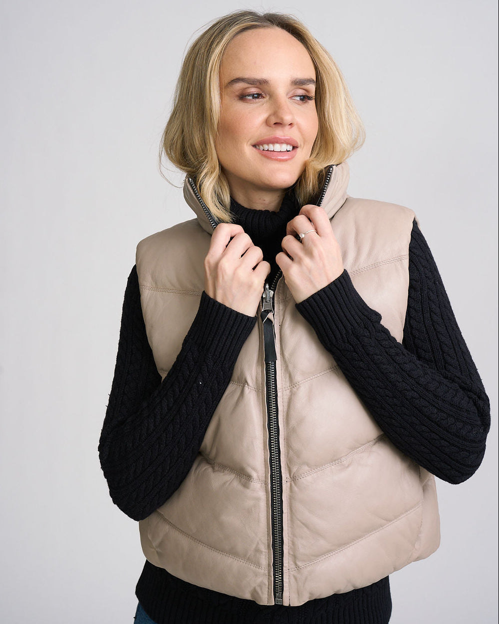 Ellen OS Leather Vest - Reversible