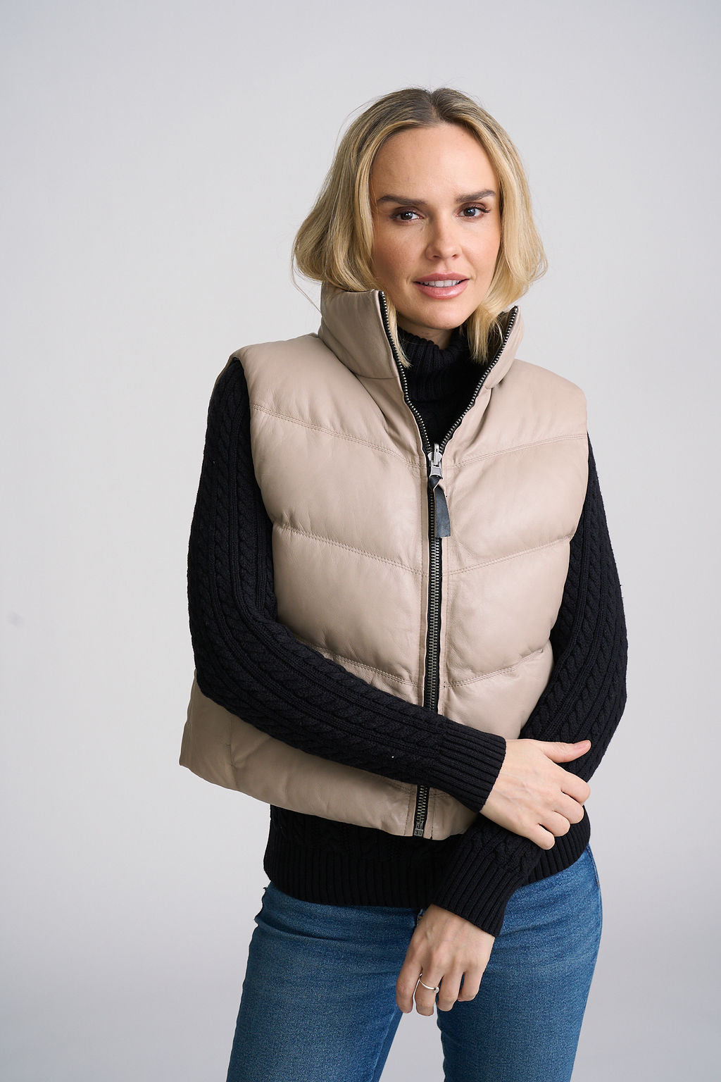 Ellen OS Leather Vest - Reversible