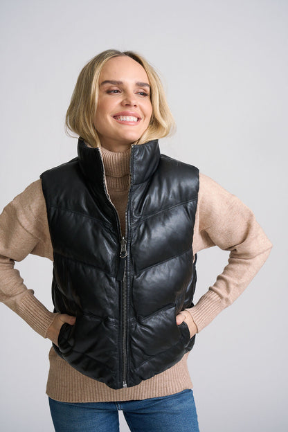 Ellen OS Leather Vest - Reversible