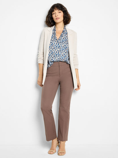 Sugar cookie knit blazer with notch lapel and side pockets, 3/4 sleeves