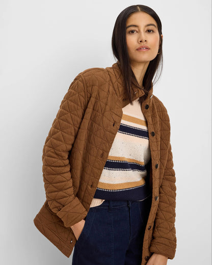 Quilted Femme Knit Jacket in brown insulated cotton by NIC AND ZOE from HCO Women's Arrivals