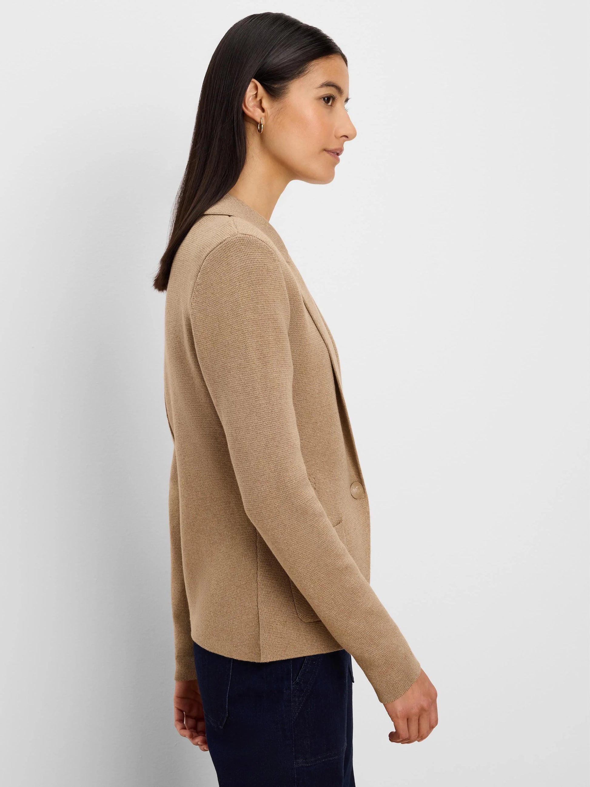 Elegant Knit Tailored Blazer in soft tan knit by NIC AND ZOE, Women's Jackets Nic + Zoe HCO