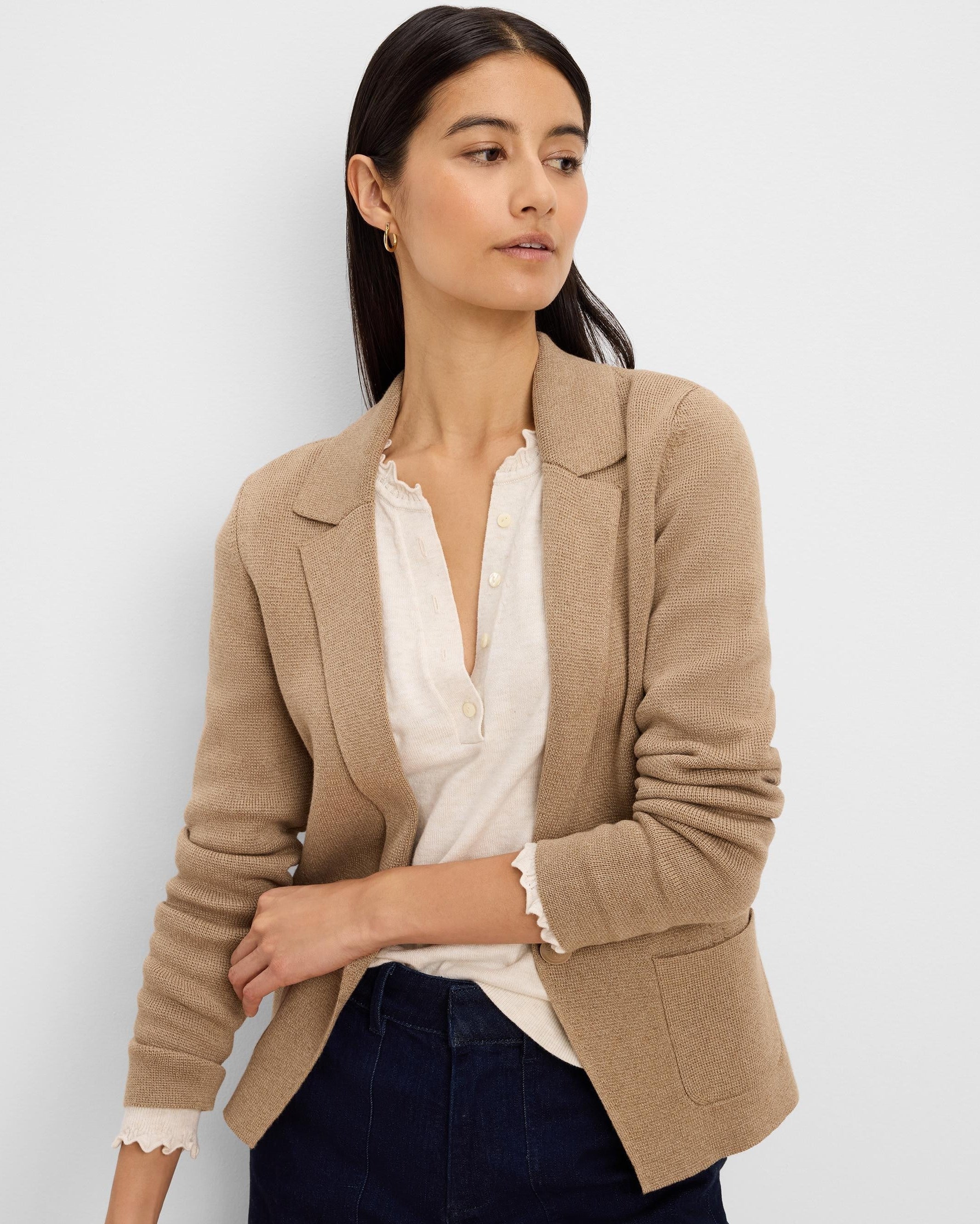 Elegant Knit Tailored Blazer