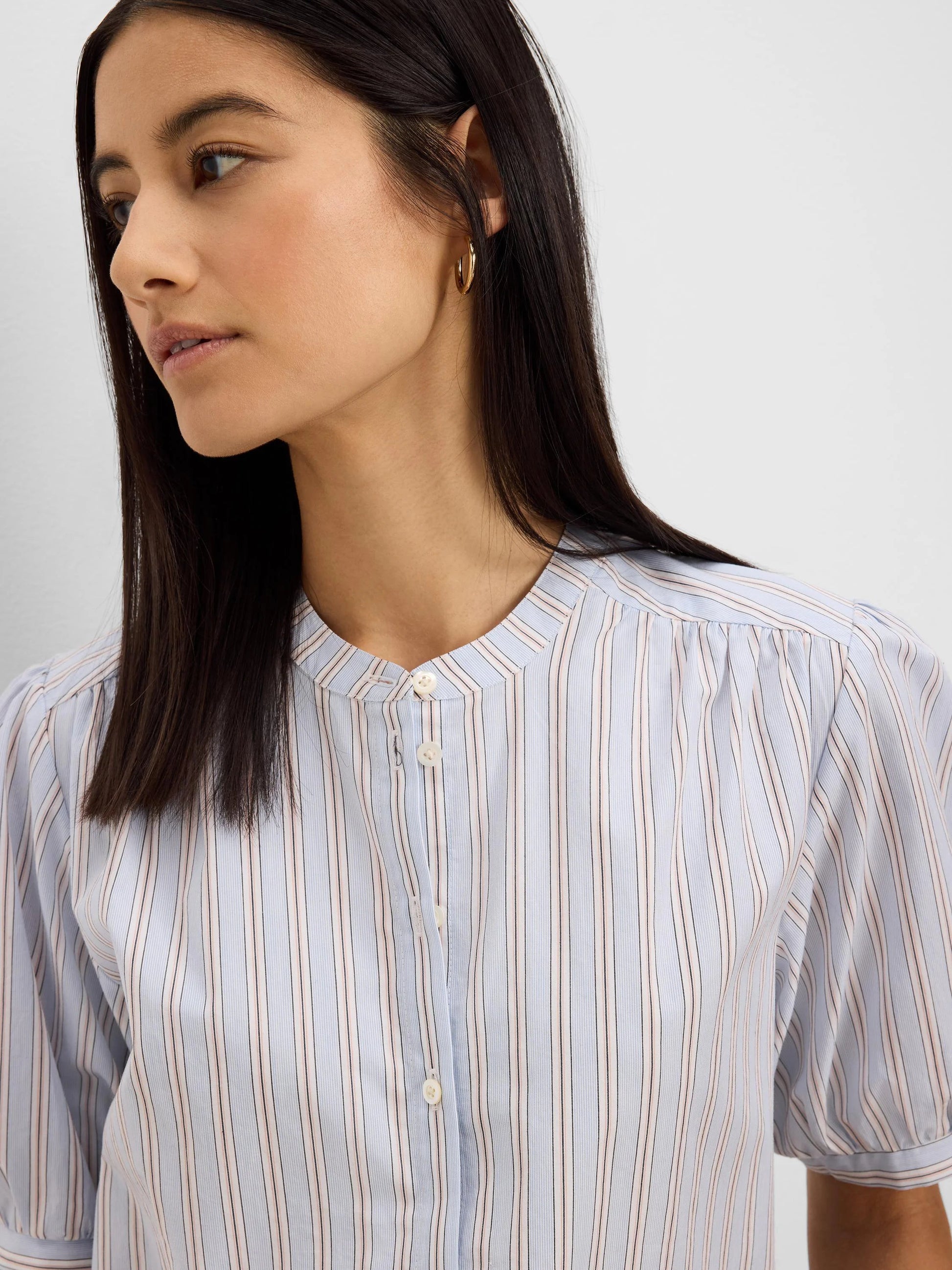 Eton Stripe Shirt striped cotton blouse with feminine detail by NIC AND ZOE, Women's Arrivals