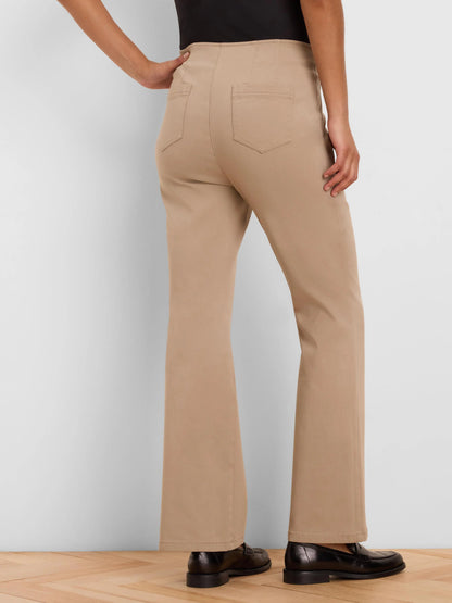 Berkeley Boot Wonderstretch Pant in beige stretch fabric with back pockets by NIC AND ZOE