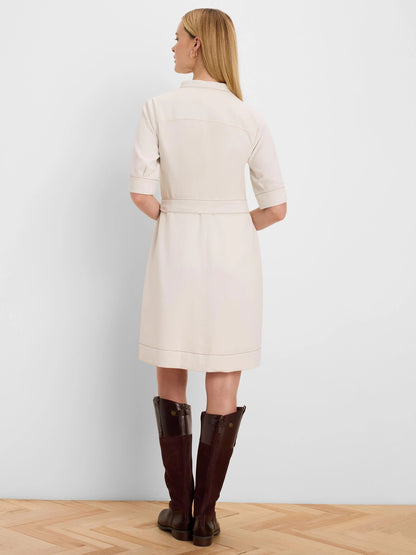 Double Crepe Camilla Dress in beige double crepe fabric by NIC AND ZOE, Women's Arrivals