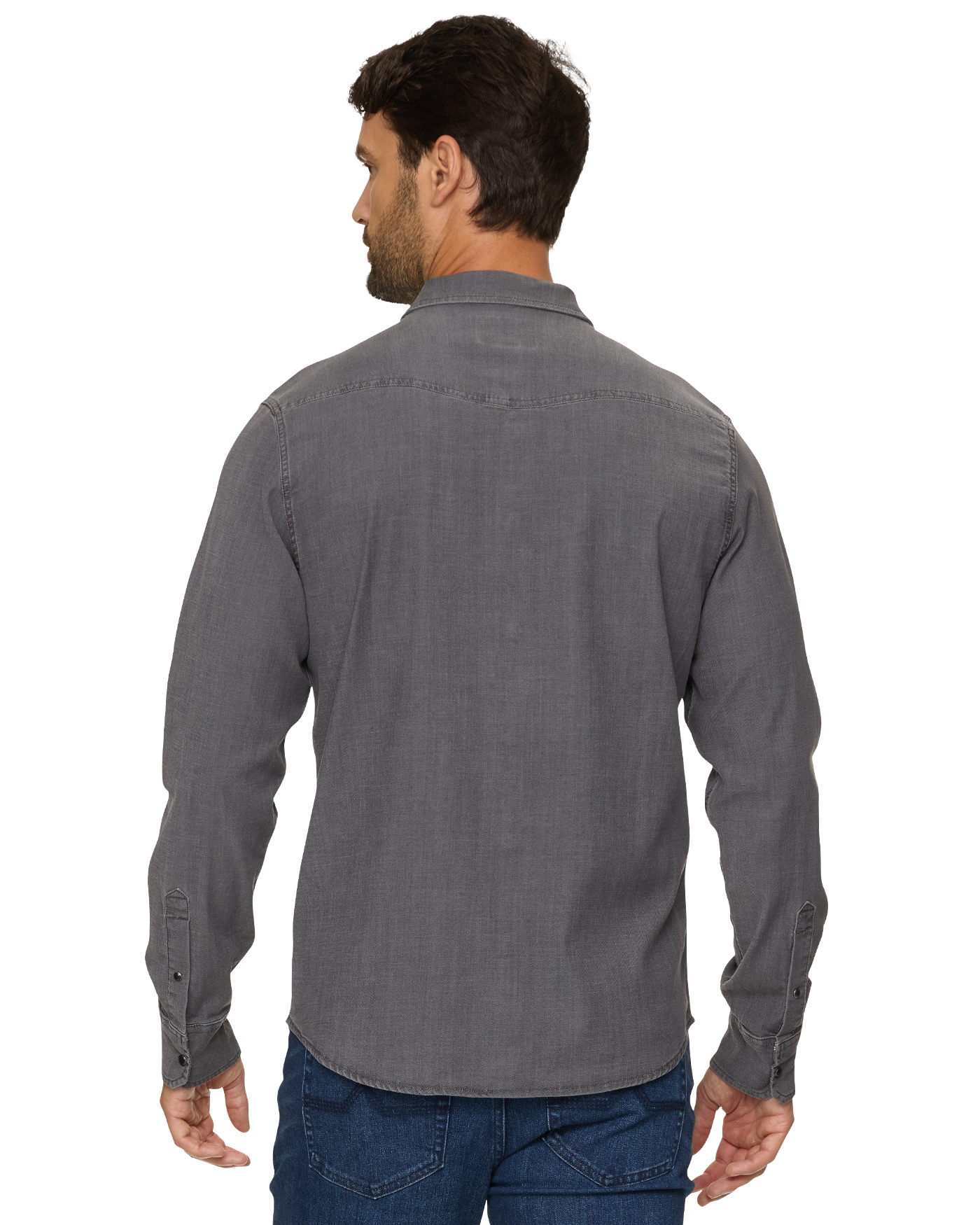 Sacramento Ls Stretch Chambray Western Shirt in gray, men's long sleeve by FLAG & ANTHEM