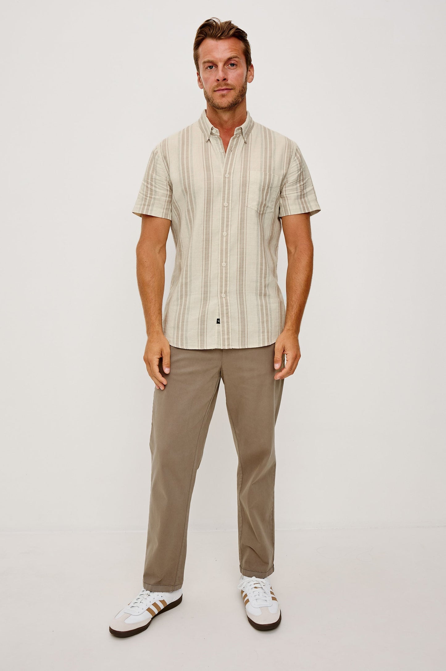 Fairfax - Heather Dune Stripe short sleeve shirt by RAILS, casual men's shirt at HCO FBG