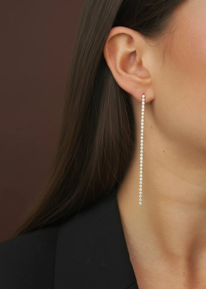 Linear Dainty Pave Earrings