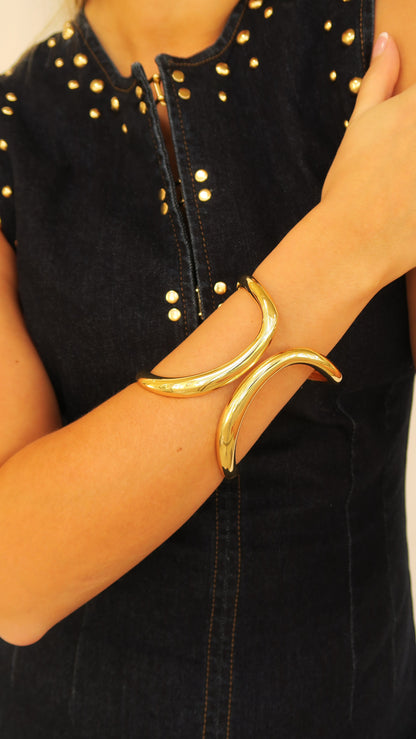 Iris Cuff in gold-plated stainless steel with hinged design, Women's Jewelry by ACCESSORY CONCIERGE