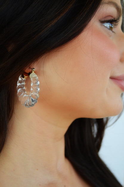 Antille Hoop clear bead hoop earrings with gold-tone posts