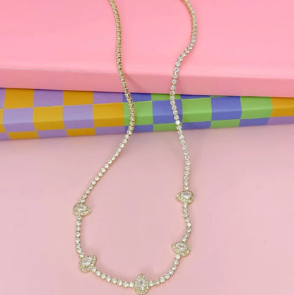 Glow Drops Necklace in gold with clustered crystal teardrop pendants