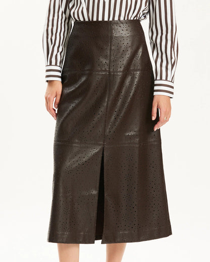Phoebe Punched Vegan Leather Skirt
