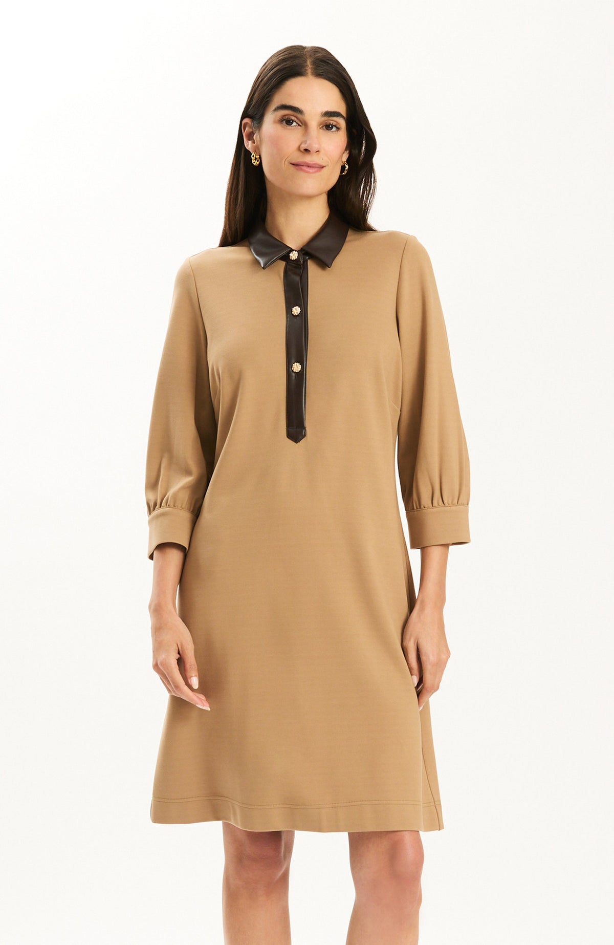 Kat Ponte Dress - Latte